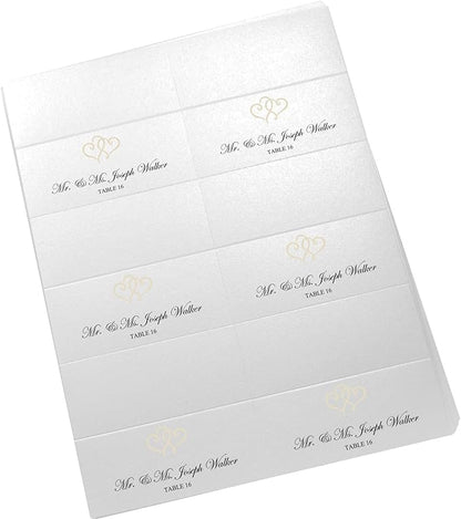 Linked Hearts Printable Place Cards, Ivory (Choose Color), Set of 60 (10 Sheets), Laser & Inkjet Printers - Wedding, Party, Dinner, and Special Events - Made in the USA