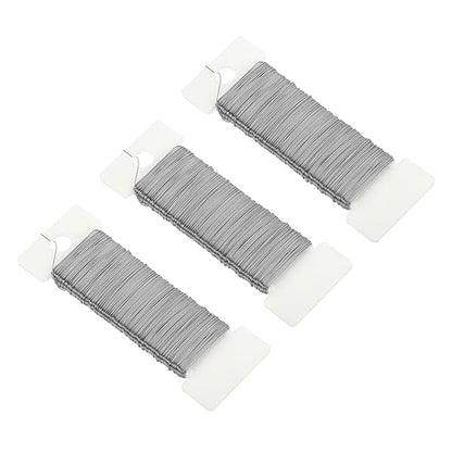 MECCANIXITY 114 Yards/345 Feet 27 Gauge Metal Floral Wire Silver Tone Flexible Paddle Thin Floral Wires for Craft, Christmas Wreath, Flower Arrangement, Wedding, Total 3 Roll