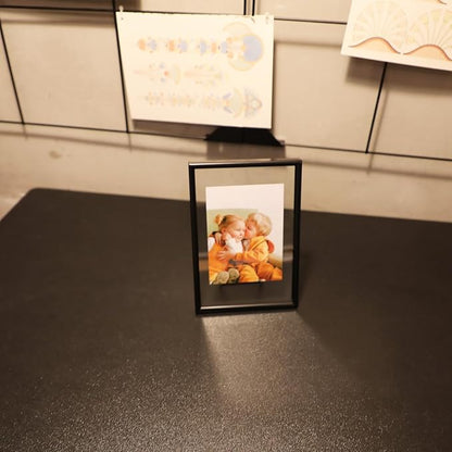 Black Floating Frame (4"x6",Vertical) with Romantic Heart, For Picture Sizes 3x5, 2x3,1x2, Tabletop Shelf Photo Frame, Classy Gift For Festival, Home or Wedding…