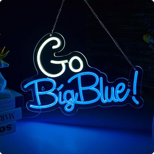 Go big blue neon sign University Slogan neon sign for wall decor Kids Room Decor Bar Game Room Man Cave Gift