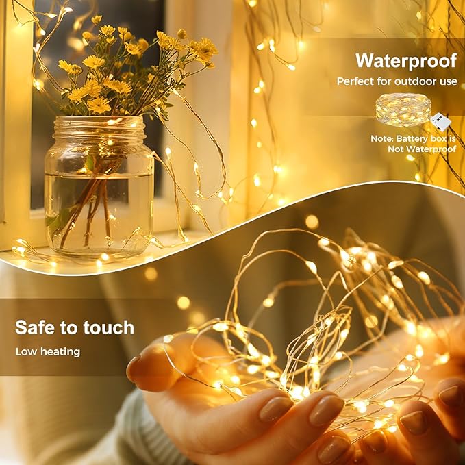 kolpop 30 Pack LED Fairy Lights Battery Operated, 7FT 20 LED Mini Twinkle String Lights Battery Powered Waterproof for Christmas Mason Jars Party (Cool&Warm)