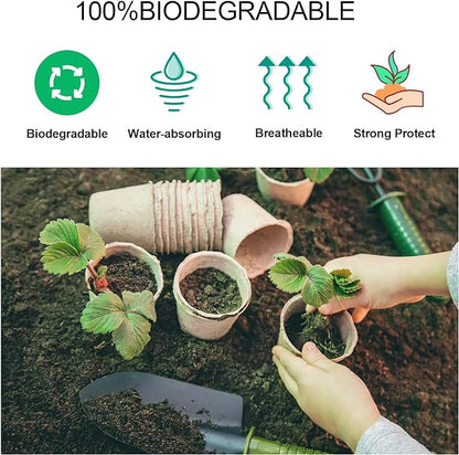 JERIA 50-Pack 3.15 Inch Peat Pots for Seedling with 50 Pcs Plant Labels,Outdoor Garden Germination Nursery Pots,Biodegradable Seed Starter Pots Kits