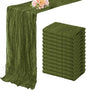 12 Pack Olive Green 10FT Cheesecloth Table Runner Rustic Gauze Cheese Cloth Table Runner for Wedding Bridal Baby Shower Table Decorations Boho Fabric Sheer Birthday Party Decor 20 x 120 Inch Long