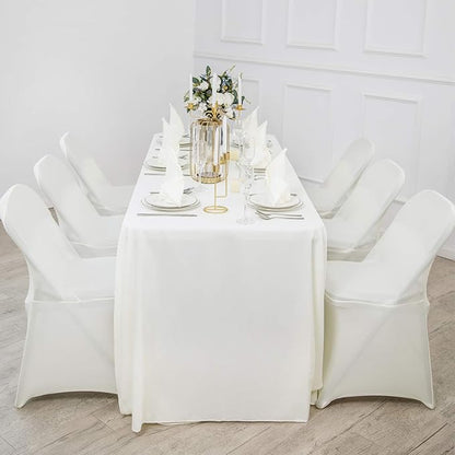 Ascoza 2pack 90x90 Inch Ivory Square in Polyester Fabric Tablecloth for Wedding,Banquet,Restaurant and Parties