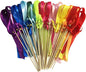Kingsnow 50 Pack Ribbon Wands Wedding Streamers with Bells, Silk Fairy Stick Wish Wands Party Favors for Wedding Send Off Party Activities Table Holiday Celebration