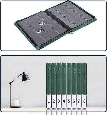 Snekdy premium 1024-pocket trading card binder, 16-pocket cards album, waterproof PU-leather Cover album with side loading, holds gaming, baseball, basketball & sports cards Green