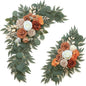 Artificial Flower Swag Set of 2 for Wedding Welcome Signs Floral Decorations, Burnt Orange Wedding Arch Flowers for Wedding Ceremony