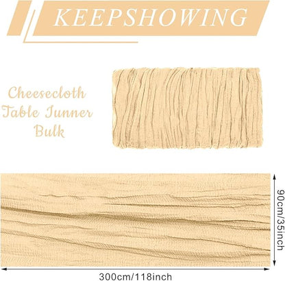 2 Pack Cheesecloth Table Runner 10Ft Christmas Gauze Boho Table Runners for Wedding Decor Bridal Shower Decorations Baby Shower Party(35" x 120")
