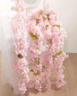 Flower Garland, Artificial Hydrangea Vine Flowers, Hanging Fake Hydrangeas Vine for Room Anniversary Wedding Birthday Christmas Wall Arch Decor, 2 Pcs, Floral Garland, Light Pink Flower