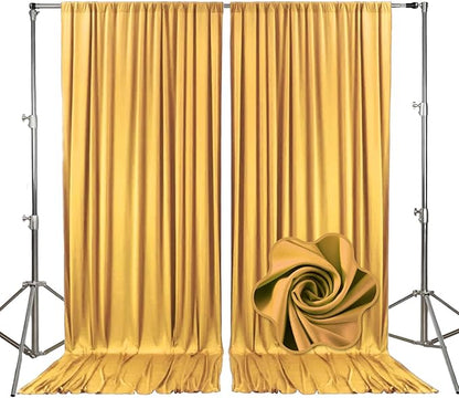 10ft x 10ft Khaki Backdrop Curtains for Parties, Fabric Satin Background Curtain with Rod Pockets for Weddings, Birthday, Baby Shower, Photography, Graduation Party Backdrop Drapes, 2 Panels