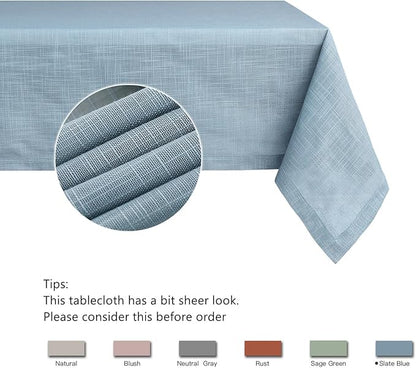 maxmill Lux Faux Linen Tablecloth with Slubby Yarn Textured Weaves Wrinkle Free Anti-Shrink Soft Table Cloth for Kitchen Dining Tabletop for Outdoor and Indoor Use Rectangle 60 x 84 Inch Slate Blue