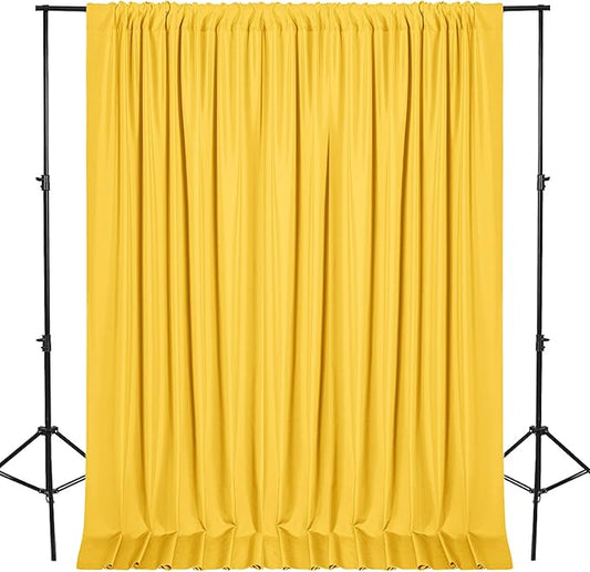 DWCN 10x10 FT Backdrop Curtains for Parties, Photography Backdrop Drapes with Rod Pockets for Wedding Decorations Stage Birthday Family Gatherings, 2 Panels 5ft x 10ft, Yellow