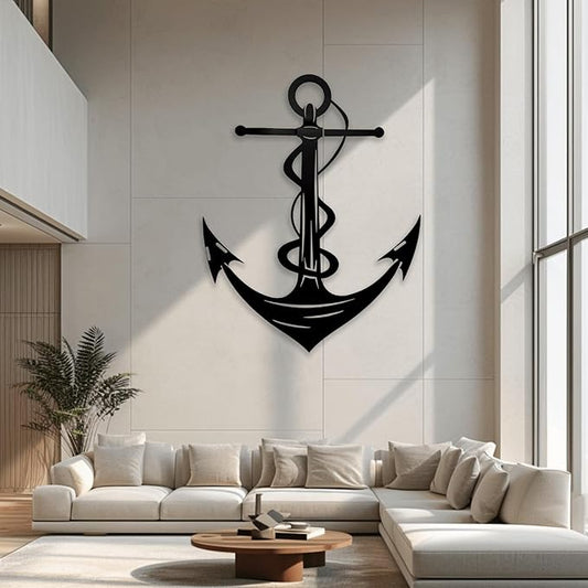 XXQ Anchor Metal Wall Decor, Anchor Metal Wall Art for Bedroom Living Room Dorm Antique Anchor Wall Decor Antique Metal Anchor Farmhouse Decor (Black, 28" x 41" / 70 x 105cm)