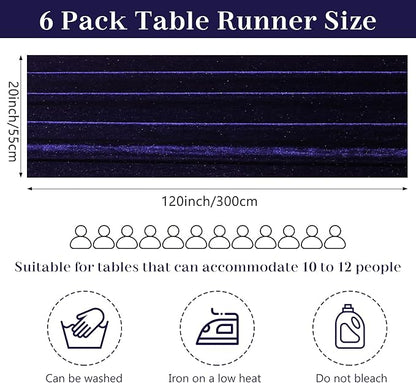 Velvet Table Runner 20 x 120 Inches 10ft Luxurious Thick Soft Velvet Christmas Thanksgiving Wedding Reception Table Runner for Party Reception Decorations(Navy Blue, 6 Pack)