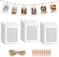 100 Pack Paper Picture Frames, 4x6 Inch Photo Strip Frame Hanging Photo Display Banner, White Photo Holder with Wooden Clips and String for Wall Decor and Party Supplies