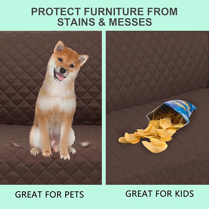 Reversible Oversized Sofa Covers Couch Cover Furniture Protector for Dogs Elastic Straps Water Resistant(XLSofa,Chocolate/Chocolate)