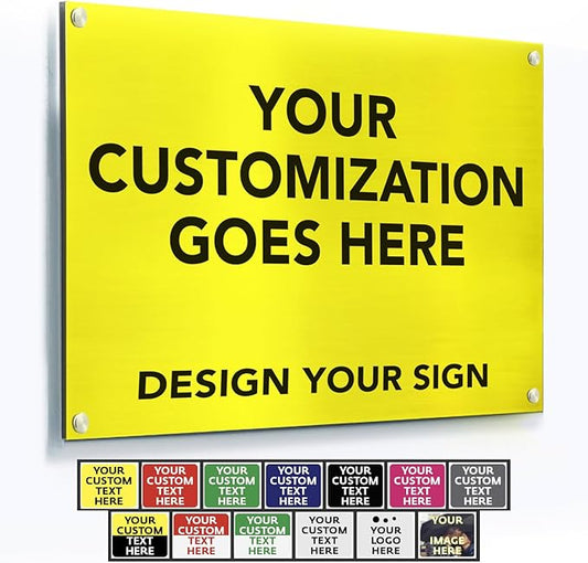 Custom Outdoor Metal Signs, Personalized Aluminum Signs, Customized Safety Signs, Metal Business Signs, Waterproof Outdoor Business Signs, White Aluminum (Yellow, 30x24 In)