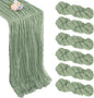 6 Pack Sage Green Table Runner 10ft Boho Gauze Fabric Cheesecloth Table Runner 35 x 120 Inch Rustic Sheer Runner for Wedding Centerpiece Decor Baby Shower Party Table Decorations