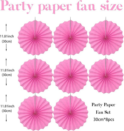 Red Hanging Paper Fans,Red Accessories Paper Decorations for Party,Valentines Day Decorations,Photo Booth Props Decor,12in Hanging Paper Fans 30 Color DIY Set （Magenta）