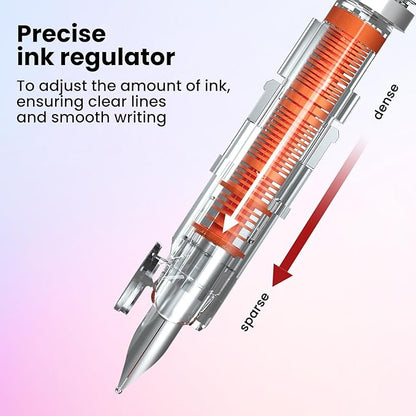 WRITECH Fountain Pen Fine Nib: Black Ink Retractable Pen Set Includes 5 Ink Cartridges Smooth Writing No leaking for Gift (Blue)