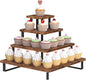 ELITEROO Wooden Cupcake Stand, Tiered Cupcake Display Tower Stand for 24 Cupcakes, Dessert Table Display Set, Buffet Risers Food Stands for Display Party Baby Shower, Rustic Brown Right Angle Corner