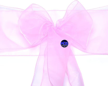 MDS Pack of 200 PCS Organza Chair Sashes Wider Dining Chair Bows Ribbon Tie Back for Wedding Party Birthday Bridal Shower Reception Event Banquet Home Chair Cover Decoration - Pink