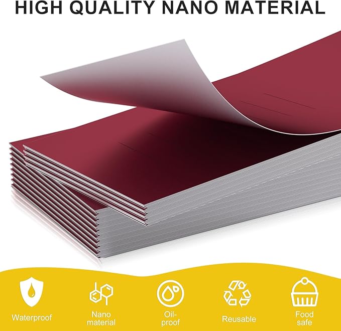 Polymer Material Reusable Napkin Band, Glue-Free Tear-Proof Water Resistant Oil-Proof Napkin Bands Set of 200(Front Burgundy Color and Back White), 6 Adjustable Sizes Napkin Rings