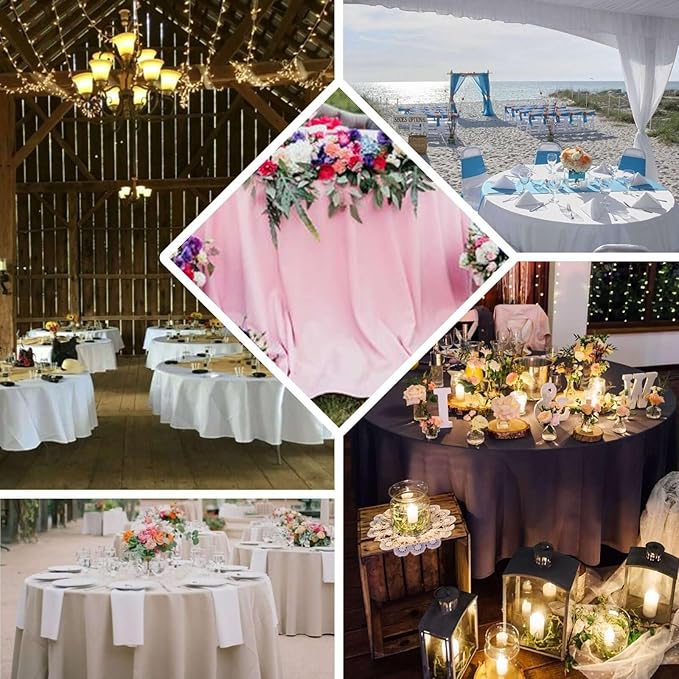 Efavormart Round Tablecloth, 108 Inch Stain & Wrinkle Resistant Washable Table Cloth, Decorative Polyester Fabric Table Cover for Banquet, Wedding, Dining- Silver