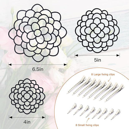 3 Pcs Modern Flower Frog Metal Flower Arrangement Holder Floral Grid Used for Vase Flower Arrangement Art Convenient Stem Holder for Flowers Flower Frog Organizer Metal Lid for Vase (Black)