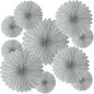 20 Pcs Silver Gray Hanging Paper Fan, Round Paper Fans Decorations Set for Weddings, Birthdays, Engagement, Bridal Shower, Baby Shower Event, Graduation, Party Supplies Decor