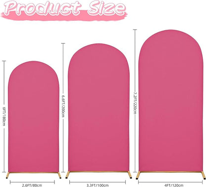 Wedding Arch Covers Arch Backdrop Cover Arch Stand Covers 7.2FT 6.6FT 6FT Set of 3 Arch Cover Spandex Fabric Stretchy Backdrop for Wedding Birthday Party Decoration Baby Shower (Rose Red)