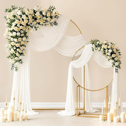 Wedding Arch Draping Fabric 29" x 19Ft Sheer Drapes for Backdrop Wedding Ceremony Reception Ceiling Decor Curtain Baby Bridal Shower Decoration (Ivory, 2 Panels)