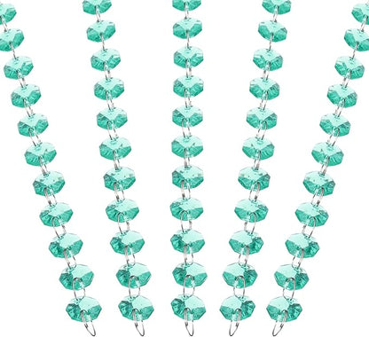 PATIKIL 14 mm Crystal Garland Strands, 98.4 Ft Acrylic Octagon Chandelier Bead Chains String for DIY Craft Wedding Party Home Decorative Jewelry Making, Blue