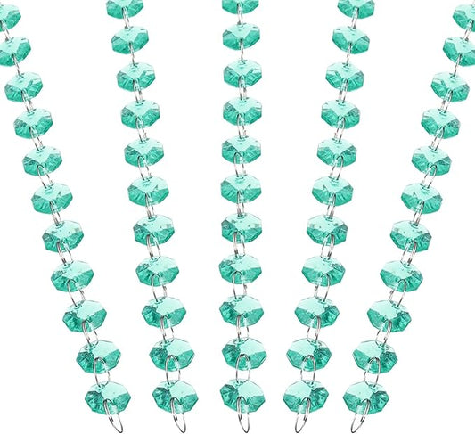 PATIKIL 14 mm Crystal Garland Strands, 32.8 Ft Acrylic Octagon Chandelier Bead Chains String for DIY Craft Wedding Party Home Decorative Jewelry Making, Blue