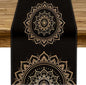 Golden Mandala Table Runner, Traditional Indian Gold Black Flower Vintage Luxury Bohemian Mandala Table Runner for Home Kitchen Dinning Table Indoor Outdoor Holiday, 13x36inch