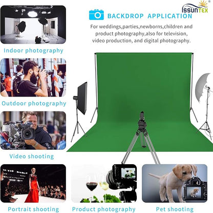 ISSUNTEX 10X20 ft Background Muslin Backdrop, Photo Studio, Collapsible High Density Screen for Video Photography and Television-Green