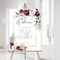 Welcome Wedding Sign Personalized, Burgundy Gold Dusty Pink Wedding Sign Decorations Signage 12" X 18" (Small), 27" (Medium), 36" (Large), Plastic, Modern, Pole Mount, Weather