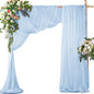 SiinvdaBZX 2 Panels Wedding Arch Draping Fabric 30" x 20Ft Light Blue Sheer Chiffon Fabric Outdoor Extra Long Decorative Drapery for Party Ceremony Ceiling Curtain Backdrop