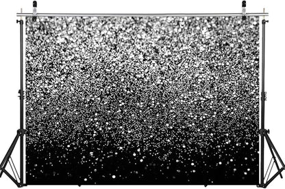 WOLADA Black and Silver Backdrop Silver Glitter Backdrop for Photography Wedding Birthday Baby Shower Party Photo Studio 8x6FT FW18