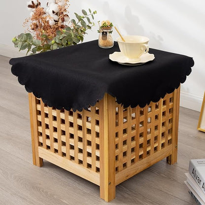 Small Round Black Tablecloth 24 Inch Polyester Fabric Washable Table Cover Decorative Wrinkle Resistant Solid Color Table Cloth for Nightstand Party Wedding Camping