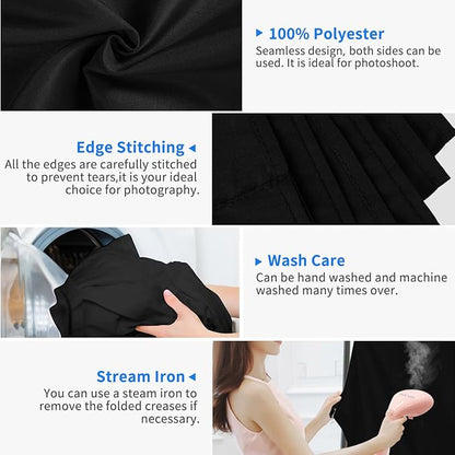 HEMMOTOP Black Backdrop Background,10x20 ft Black Screen for Photoshoot, Photo Backdrop Cloth for Party, Photography, Photo Video Studio and Television (Backdrop only)