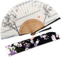 Amajiji 8.27"(21cm) Hand Held Bamboo Silk Folding Fan Hand Fan,Chinese/Japanese Charming Elegant Vintage Retro Style,Women Ladys Girls Best Gifts (White Bamboo Forest)