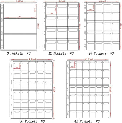 321 Pockets Fireproof Coin Collection Holder Album Book for Collectors, 312 Pockets Coins Collecting Album and 9 Sleeves Paper Money Coins Collecting Album for Coin Currency Collection Supplies, Stamp