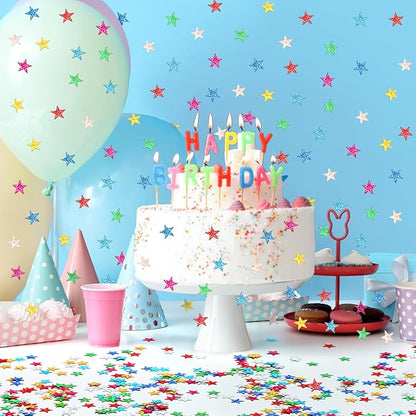 MARFOREVER Rainbow Star Confetti, Glitter Star Confetti Birthday Scatter Table Centerpiece Metallic Sequin Sprinkles Stars for Baby Shower Wedding Christmas Valentine Party Decorations