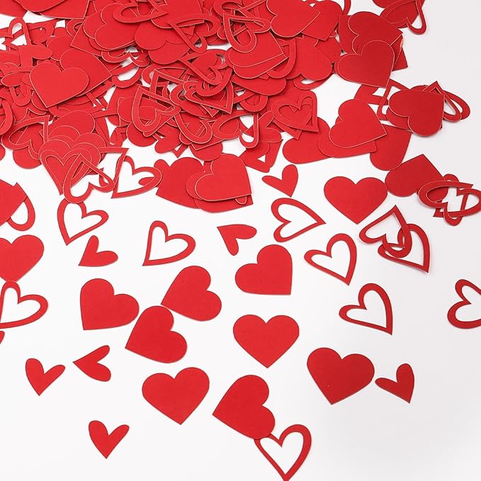 200 Pcs Red Heart Paper Confetti for Valentine's Day Wedding Baby Shower Birthday Party Table Decoration Supplies