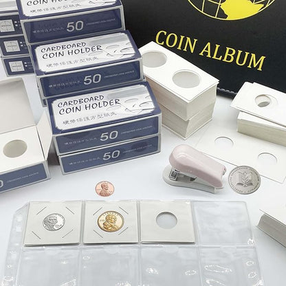 200 PCS Premium Cardboard Coin Flips 2 x 2 inch Coin Collection Supplies for Quarter, Mylar Coin Flips Coin Holders for Collectors (Quarter Coin Flips)