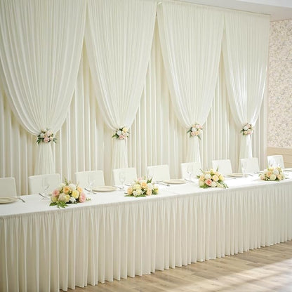10×12ft Wrinkle Free Ivory Backdrop Curtain for Wedding Parties, 2 Panels 5×12ft Long Soft Silky Polyester Backdrop Drapes Cream Photo Back Drop Curtains for Party Photography Background Cloth