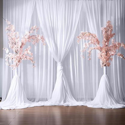 20ft×10ft Wrinkle Free White Backdrop Curtains for Parties, Thick Polyester Drapes for Backdrop, 2 Panels 5×10ft Cloth Photo Backdrop Curtain for Wedding Party Baby Shower Photography Background
