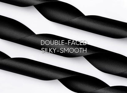 Black Satin Ribbon 1-1/2 Inch x 50 Yards Double-Faced Polyester Hair Ribbons for Women, for Gift Wrapping Paper Bows Wedding Invitations DIY Crafts