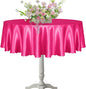 KKJIAF 1 Pack 60 Inch / 5ft Round Table Cloth, Hot Pink Overlay Round Satin Table Cover, Silky Satin Dining Tablecloths for Wedding Buffet Parties Banquet Decoration